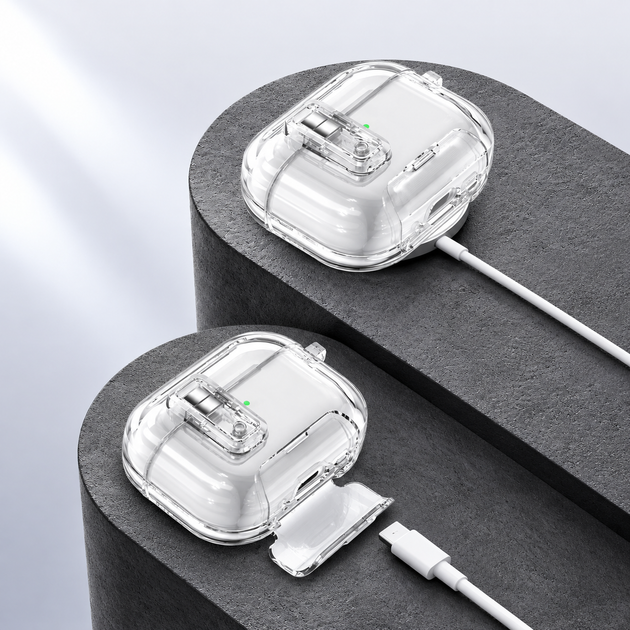 Твердый защитный - с Магнитом чехол для наушников AirPods 2 Pro || Air Pods 2 Pro. Белый (Прозрачный) цвет - изображение 5