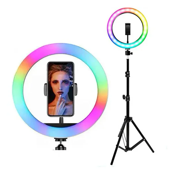 Кільцева лампа зі Штативом RGB 36 см, Світлодіодна LED лампа, Кільцеве світло, Різнобарвна лампа блогера - Фото 1 Кільцева лампа зі Штативом RGB 36 см, Світлодіодна LED лампа, Кільцеве світло, Різнобарвна лампа блогера - зображення 1