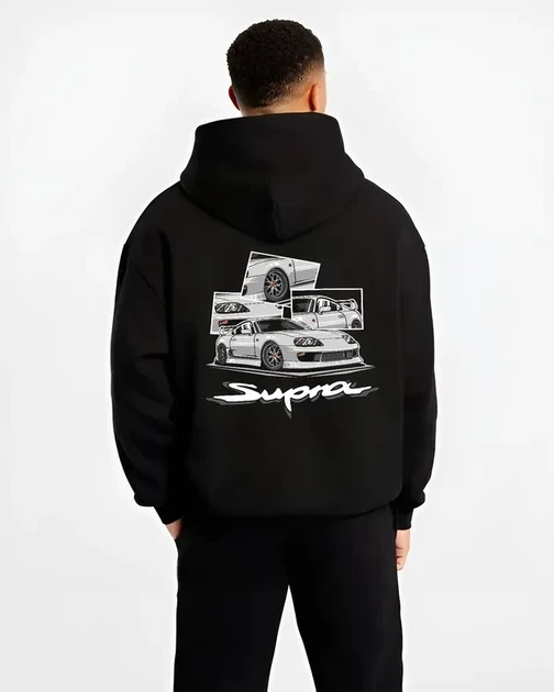 Худі LOYS толстовка з принтом Toyota Supra Classic Turbocharged JDM Streetwear, Чорний XL - зображення 2
