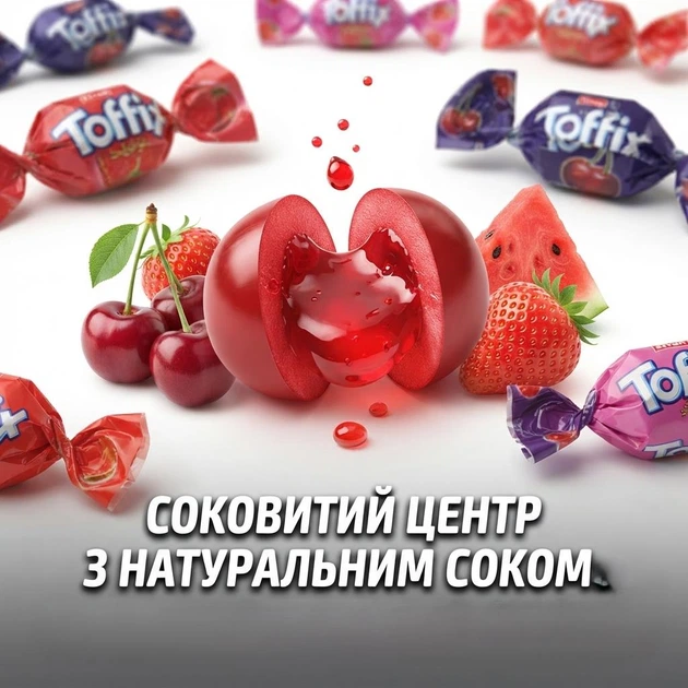 Жевательные конфеты Elvan Toffix ассорти 1 кг с фруктовой начинкой Турция - изображение 5