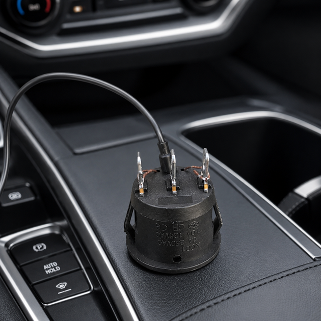 Кнопка (клавиша) подогрева-вентиляции сидений автомобиля on-off-on 12V круглый 3pin 10A 12V (KCD1) - изображение 4