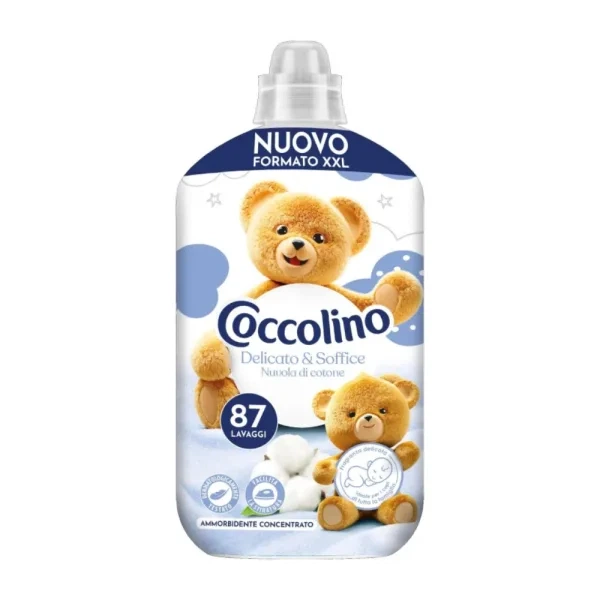 Кондиціонер для білизни Coccolino Delicato & Soffice Nuvola di Cotone ніжність і м'якість, 1.827 л (87 прань) - Фото 1 Кондиціонер для білизни Coccolino Delicato & Soffice Nuvola di Cotone ніжність і м'якість, 1.827 л (87 прань) - зображення 1