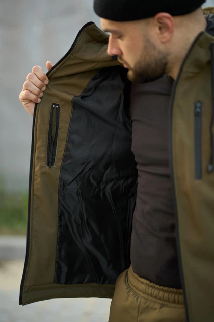 Мужской зимний костюм Softshell на флисе водостойкий и утепленный с липучкой под шеврон Куртка и Штаны Reef Intruder XL Койот - изображение 6