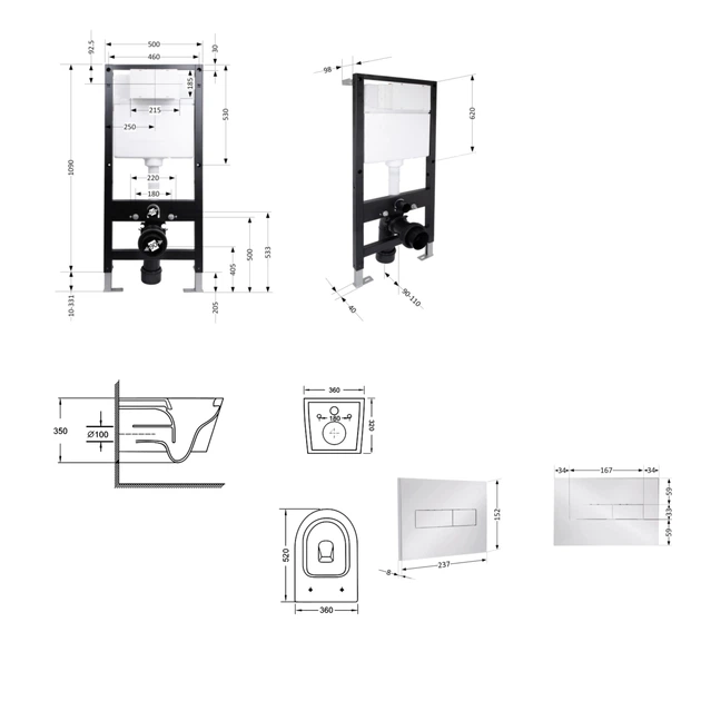 Готовое решение Qtap для ванной комнаты: подвесной унитаз Swan Ultra Quiet 520x360x320 + комплект инсталляции Standard (линейная кнопка Chrome) - изображение 2