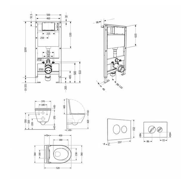 Готовое решение Qtap для ванной комнаты: подвесной унитаз Robin ML Ultra Quiet 520x365x365 + комплект инсталляции Standard (круглая кнопка Chrome) - Фото 2 Готовое решение Qtap для ванной комнаты: подвесной унитаз Robin ML Ultra Quiet 520x365x365 + комплект инсталляции Standard (круглая кнопка Chrome) - изображение 2