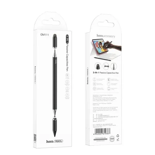 Стілус HOCO GM111 Cool dynamic series 3-in-1 passive universal capacitive pen Black - зображення 2