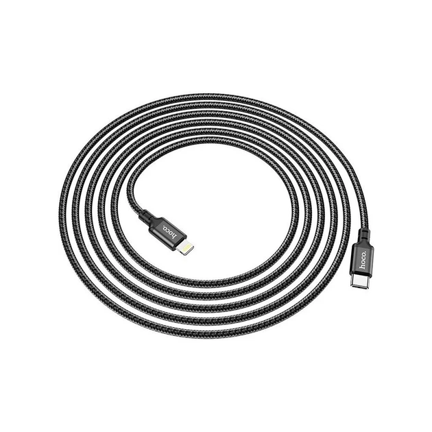 Дата кабель USB-C to Lightning 2.0m 3A 20W nylon X14 black HOCO (6931474752208) - Фото 3 Дата кабель USB-C to Lightning 2.0m 3A 20W nylon X14 black HOCO (6931474752208) - зображення 3