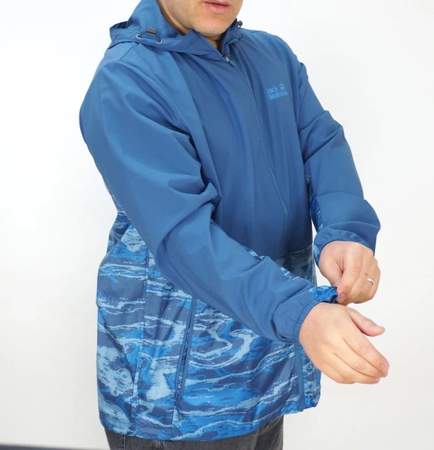 Трекінгова чоловіча куртка Jack Wolfskin Exhalation Ocean Wave легка вітрозахисна синя Розмір L - изображение 3
