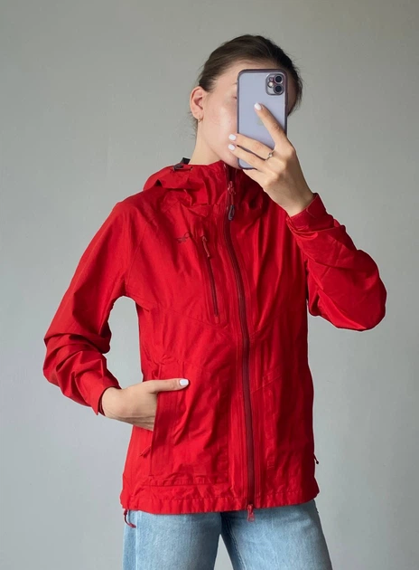 Жіноча мембранна куртка Outdoor Research Aspire Gore-tex трекінгова функціональна водовідштовхуюча червоного кольору Розмір XS - зображення 2