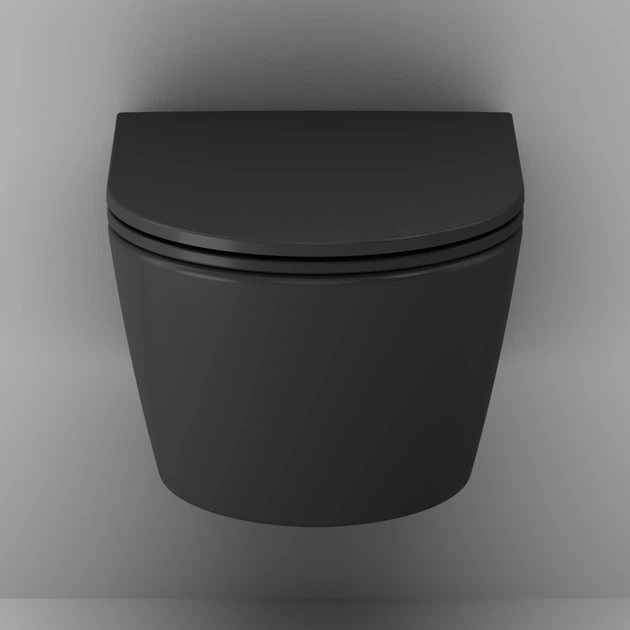 Унитаз подвесной AM.PM Func 49 см FlashClean с сиденьем с микролифтом black matt C8F1700MBSC - изображение 7
