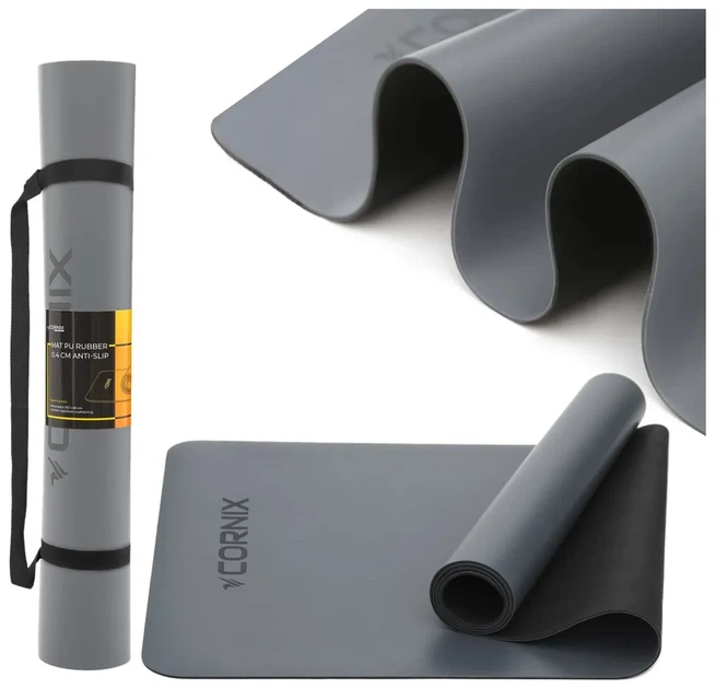 Килимок спортивний Cornix PU 183 x 68 x 0.4 см для йоги та фітнесу XR-0320 Grey (LFXR-0320) - Фото 1 Килимок спортивний Cornix PU 183 x 68 x 0.4 см для йоги та фітнесу XR-0320 Grey (LFXR-0320) - зображення 1