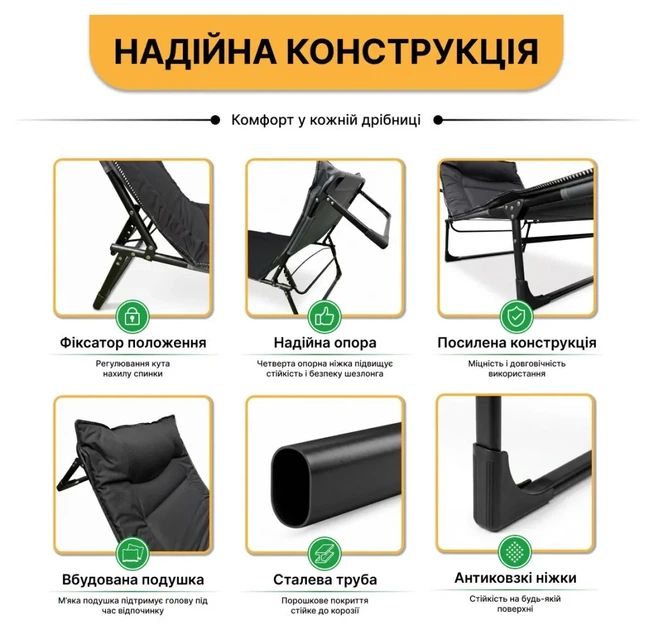 Розкладне ліжко (розкладачка) з вбудованим матрацом LEOBRO Black (LB-FB-S1-BLK) (LEO_LB-FB-S1-BLK) - Фото 6 Розкладне ліжко (розкладачка) з вбудованим матрацом LEOBRO Black (LB-FB-S1-BLK) (LEO_LB-FB-S1-BLK) - изображение 6