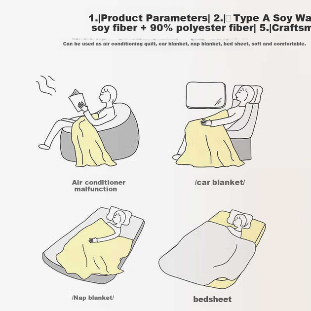 Ковдра YALU&FREEDOM класу А, простирадло, рушник для сну, ковдра, плед для сну, осінньо-зимове тепло, ковдра з кондиціонером, сіра клітинка, 150*200 см - зображення 8