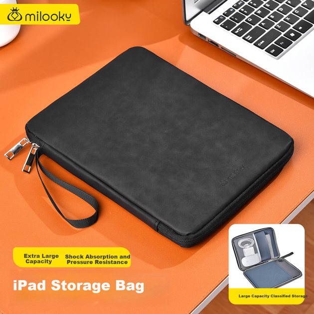 Сумка для хранения iPad Di Yi Workshop 9/11 дюймов, большая вместимость, для деловых поездок, для переноски данных и кабелей, повседневный легкий защитный чехол для планшета, черный. - изображение 5