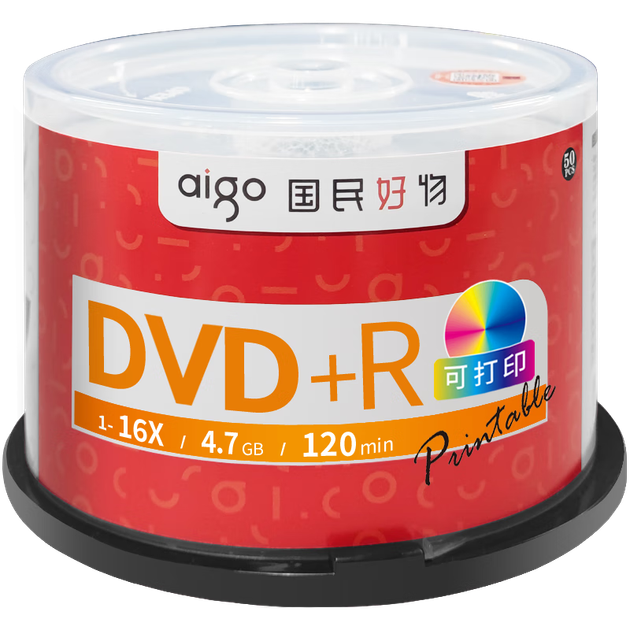 Чистые DVD+R диски/записываемые диски Aigo, скорость 16x, емкость 4,7 ГБ, 50 штук в упаковке, с возможностью печати. - Фото 4 Чистые DVD+R диски/записываемые диски Aigo, скорость 16x, емкость 4,7 ГБ, 50 штук в упаковке, с возможностью печати. - изображение 4