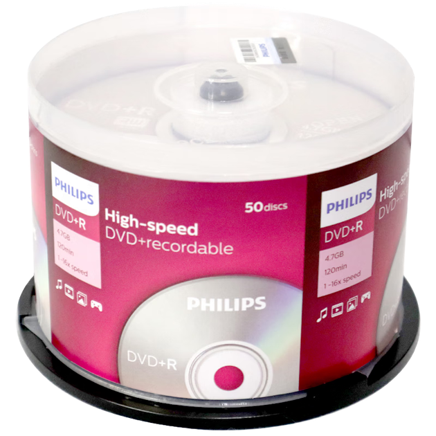 Чистые DVD-R диски PHILIPS / Диски с возможностью печати на поверхности / Записываемые диски, скорость 16x, 4,7 ГБ, 50 штук в упаковке - изображение 4