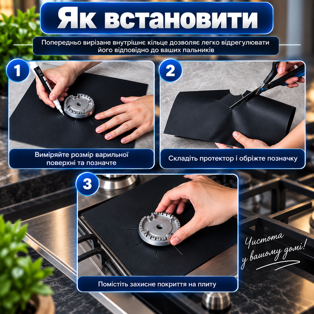 Антипригарные накладки на газовую плиту жиронепроницаемый защитный коврик тефлоновый защитная бумага для плиты чёрный 1 шт - изображение 2