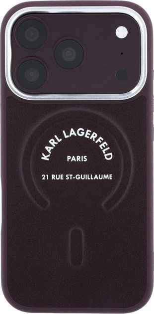 Etui plecki Karl Lagerfeld Embossed Open Ring RSG Logo MagSafe do Apple iPhone 17 Pro / 18 Pro Burgundy (KLHMP18LPSKRSGER) - obraz 3