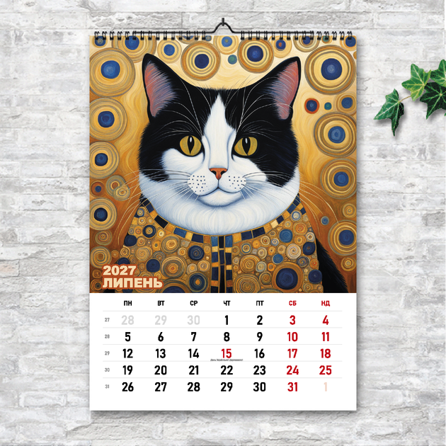 Календар А3 перекидний настінний КОТИ В СТИЛІ ГУСТАВА КЛІМТА 13 листов ENTERSTORE (art. 250135) - зображення 8