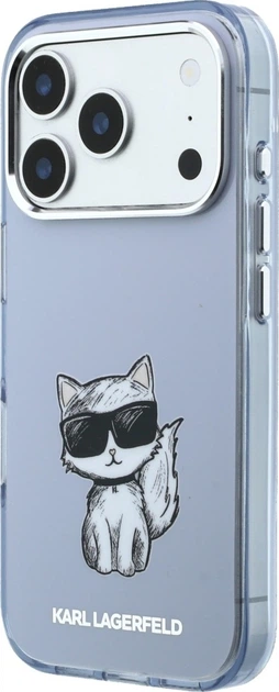 Etui plecki Karl Lagerfeld IML Choupette Body Sketch Print MagSafe do Apple iPhone 17 Pro / 18 Pro Light Blue (KLHMP18L6HCIKDB) - obraz 2