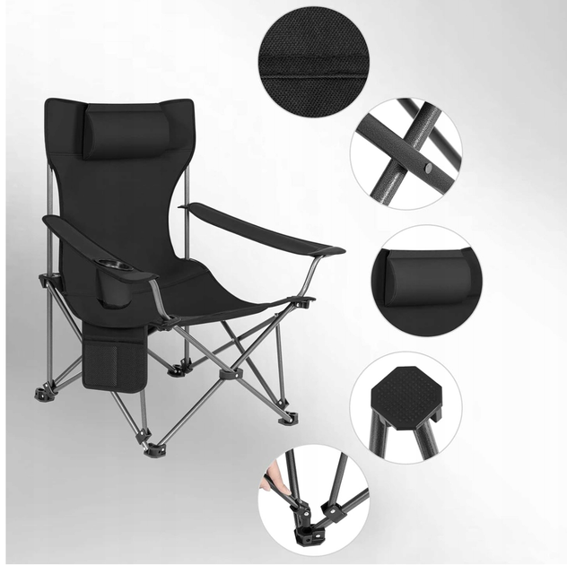 Туристическое складное кресло для кемпинга и рыбалки Ultralight Folding Camping Chair 150 кг - Фото 4 Туристическое складное кресло для кемпинга и рыбалки Ultralight Folding Camping Chair 150 кг - изображение 4