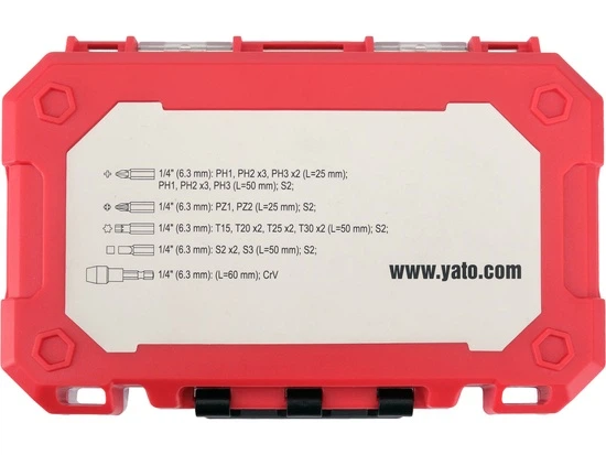Набір ударних біт PH, PZ, SQ, Torx, адаптер з шпинделем 6-гранним 1/4", 24 шт. YATO (YT-78075) - Фото 6 Набір ударних біт PH, PZ, SQ, Torx, адаптер з шпинделем 6-гранним 1/4", 24 шт. YATO (YT-78075) - изображение 6
