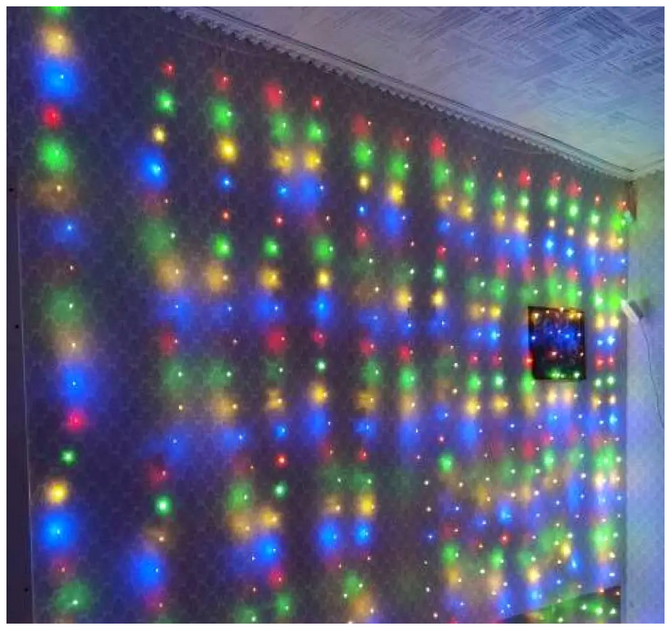 Гирлянда штора 3x1м 100 LED USB 8 режимов Мультиколор для декора интерьера SQ-26785 - изображение 3