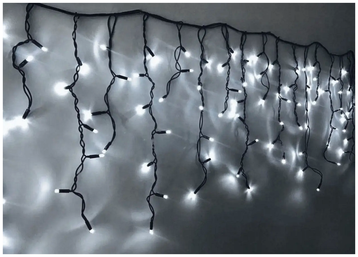 Гирлянда бахрома уличная 150 LED 10x0.6м черный каучук 220В для декора улицы SQ-26923 - изображение 8