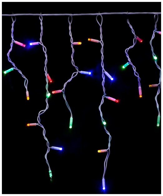 Гирлянда бахрома уличная 5x0.6м 100 LED белый каучук Мультиколор для декора улицы SQ-26911 - изображение 3