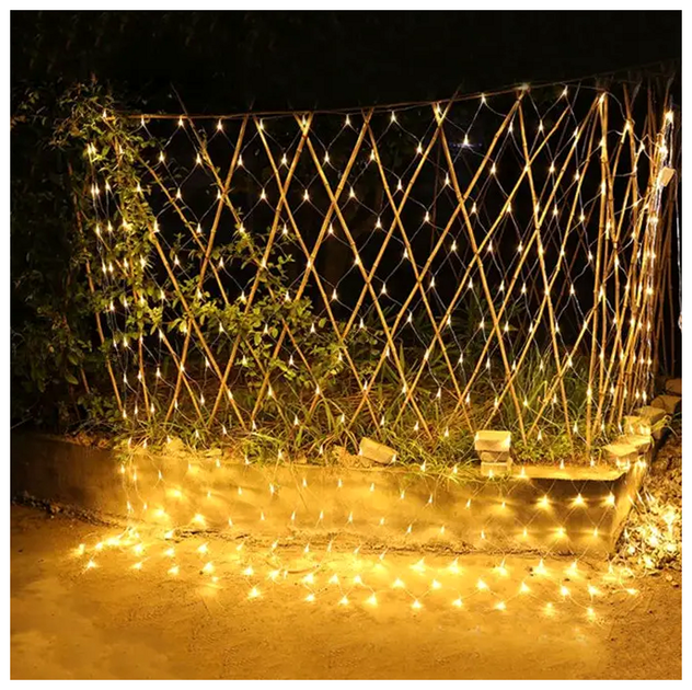 Гирлянда сетка светодиодная 1,2x1,2м 100LED 220V прозрачный шнур 8 режимов для украшения интерьера SQ-25541 - изображение 3