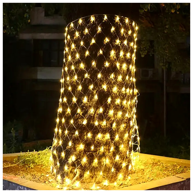 Гирлянда сетка светодиодная 1,2x1,2м 100LED 220V прозрачный шнур 8 режимов для украшения интерьера SQ-25541 - изображение 7