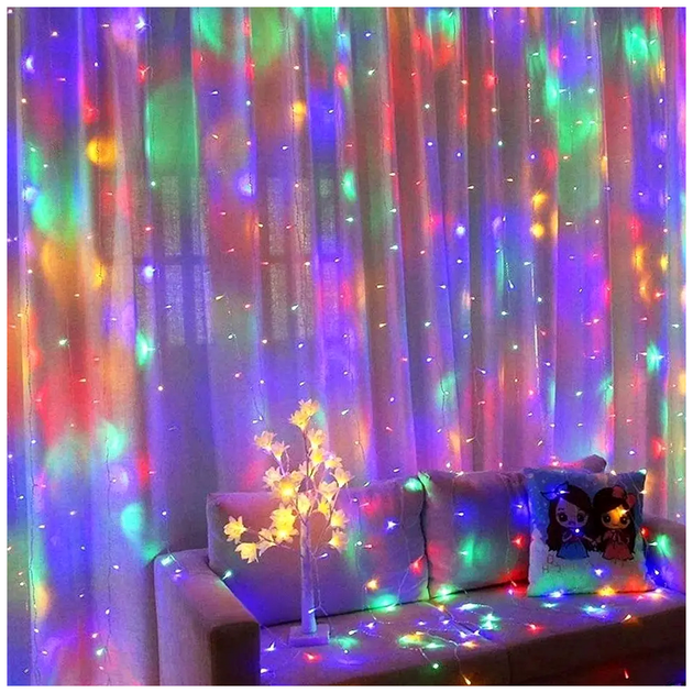 Гирлянда штора светодиодная 6x1,5м 400LED черный шнур 8 режимов для праздничного оформления интерьера SQ-27315 - изображение 7