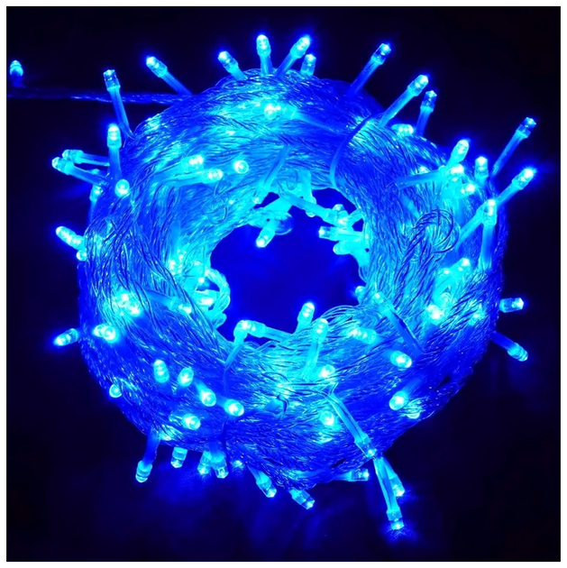 Светодиодная гирлянда 28м 500 LED 8 режимов прозрачный провод синий для елки SQ-29641 - изображение 6