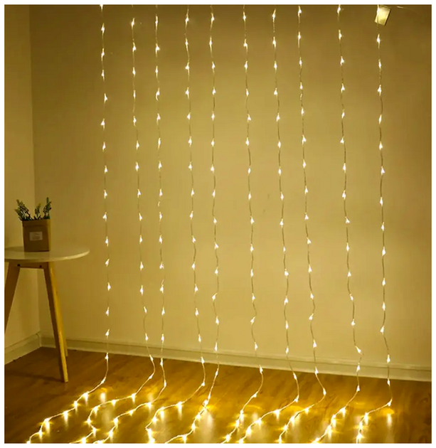 Гирлянда штора Водопад 200 LED 2x2м 220В 8 режимов для украшения интерьера SQ-27171 - изображение 3