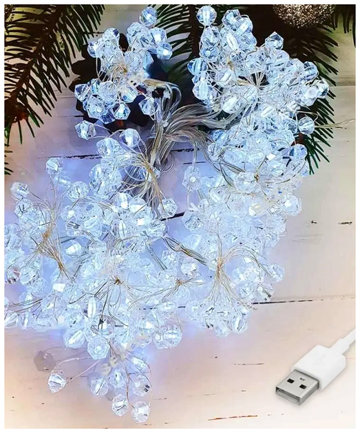 Гирлянда штора 240 LED 3x2м холодный белый USB 8 режимов для уютного освещения SQ-26715 - изображение 2