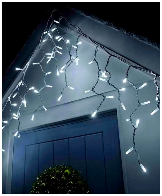 Гирлянда бахрома уличная 3x0.7м 100 LED белый каучук 8 режимов для декора SQ-26910 - изображение 2