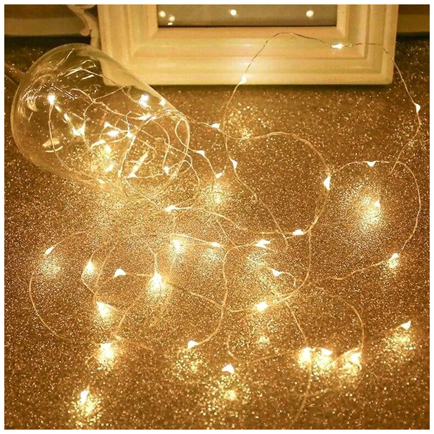 Світлодіодна гірлянда Роса 5 м 50 LED 0.5 Вт USB-батарейки теплий білий для внутрішнього використання IP44 SQ-26665 - Фото 6 Світлодіодна гірлянда Роса 5 м 50 LED 0.5 Вт USB-батарейки теплий білий для внутрішнього використання IP44 SQ-26665 - зображення 6