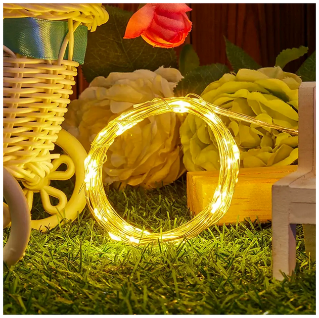 Світлодіодна гірлянда Роса 5 м 50 LED 0.5 Вт USB-батарейки теплий білий для внутрішнього використання IP44 SQ-26665 - Фото 10 Світлодіодна гірлянда Роса 5 м 50 LED 0.5 Вт USB-батарейки теплий білий для внутрішнього використання IP44 SQ-26665 - зображення 10