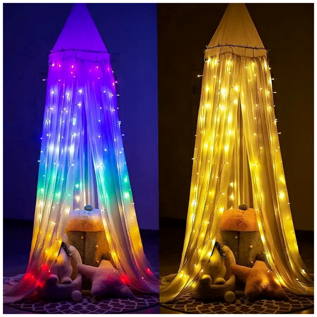 Умная гирлянда штора 300 LED 3x3м RGB USB 5В 1Вт IP44 для интерьера и улицы модель Роса SQ-26692 - изображение 3