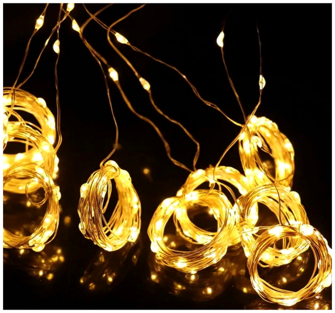 Гирлянда штора 1,8x1,2м 144 LED пульт ДУ USB сеть 220В 8 режимов теплый белый Роса SQ-26778 - изображение 8