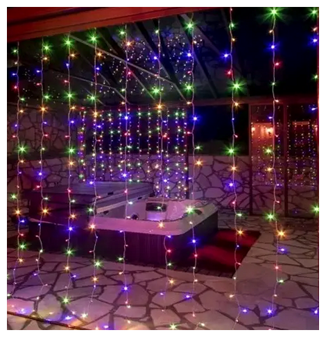 Гирлянда штора Водопад 3x2м 360 LED 220В 8 режимов мультиколор для декора помещений SQ-26025 - изображение 5