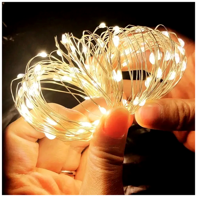 Гирлянда нить 20м 200 LED 3Вт Теплый белый от USB и сети 220В с пультом ДУ 8 режимов Роса SQ-26625 - изображение 3