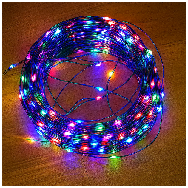 Гирлянда нить 20 м 200 LED USB зеленый провод мультиколор с пультом дистанционного управления для декора SQ-28811 - изображение 2