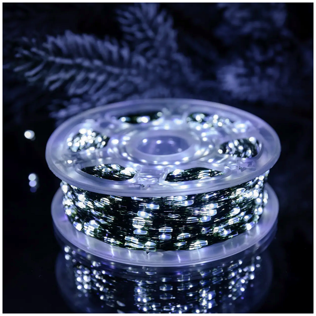 Гирлянда нить 50м 500 LED с пультом USB 220В зеленый провод 8 режимов для украшения интерьера SQ-28379 - изображение 3