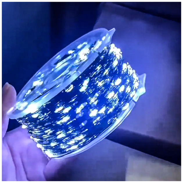 Гирлянда нить 50м 500 LED с пультом USB 220В зеленый провод 8 режимов для украшения интерьера SQ-28379 - изображение 8