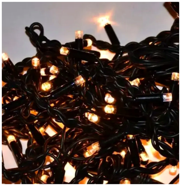 Гирлянда штора дождик 200 LED 5x0,6м 220В черный провод 8 режимов Теплый белый для внутреннего использования SQ-27217 - изображение 4
