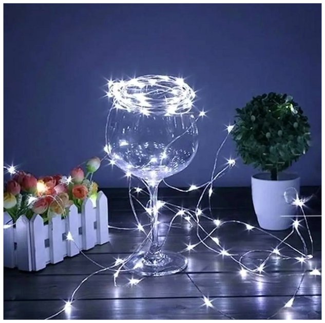 Светодиодная гирлянда 50LED 5м холодный белый на батарейках для декора помещений модель Роса SQ-28801 - изображение 7