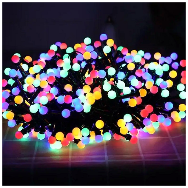 Гирлянда светодиодная 100 LED 6м 220В для елки с режимами мультиколор шарики диаметром 10мм SQ-27508 - изображение 3
