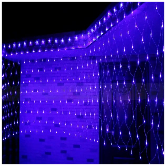 Гирлянда сетка светодиодная 2x1,5м 160LED 220V черный шнур 8 режимов для декора интерьера SQ-27291 - изображение 5