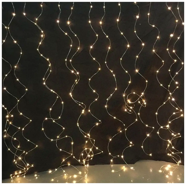 Гирлянда штора 2x2м 160 LED USB теплый белый 8 режимов для украшения интерьера SQ-26729 - изображение 7
